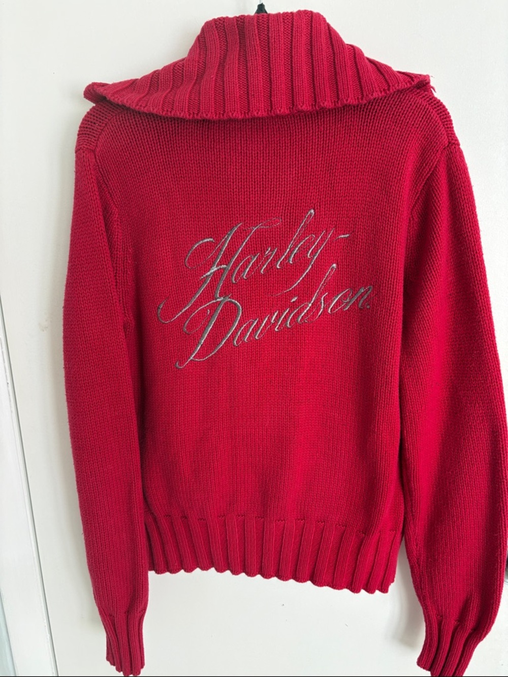 Harley-Davidson Women’s Red Zip Front Knit Sweater - Picture 4 of 7